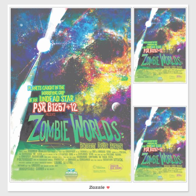 Zombie Worlds Halloween Galaxy of Horrors Sticker (Sheet)