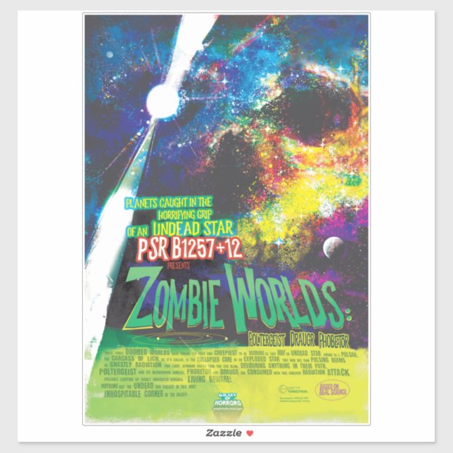 Zombie Worlds Halloween Galaxy of Horrors Sticker (Sheet)