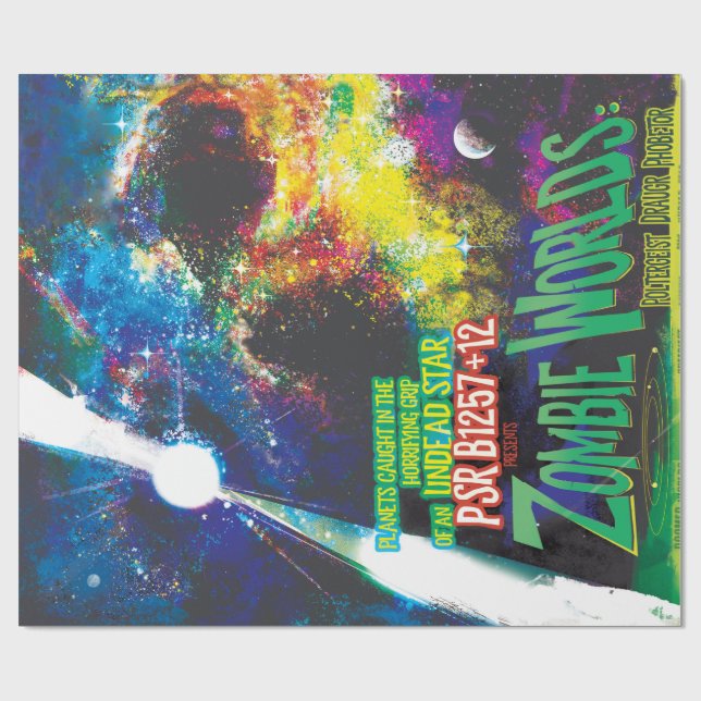 Zombie Worlds Halloween Galaxy of Horrors Wrapping Paper (Flat)