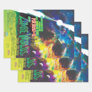 Zombie Worlds Halloween Galaxy of Horrors Wrapping Paper Sheets