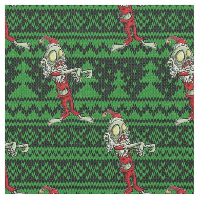 zombie xmas santa fabric (Close Up)
