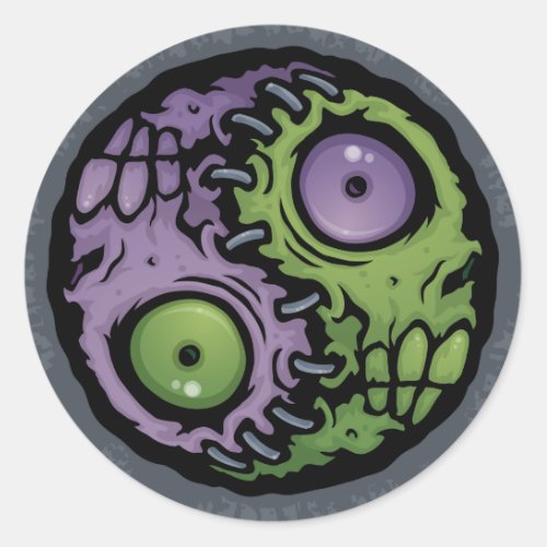 Zombie Yin_Yang Classic Round Sticker