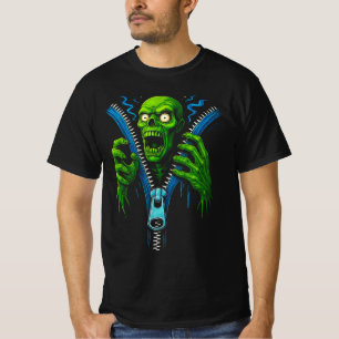 Zombie Zipper Illusion 3D Horror Graphic Tee S