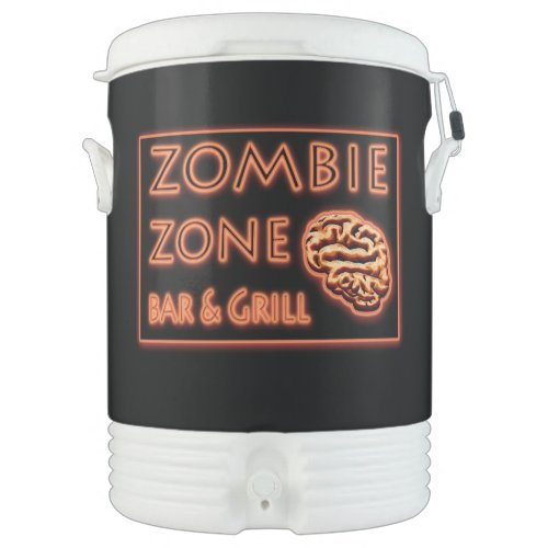Zombie Zone Bar Grill Funny Halloween Party Theme Beverage Cooler