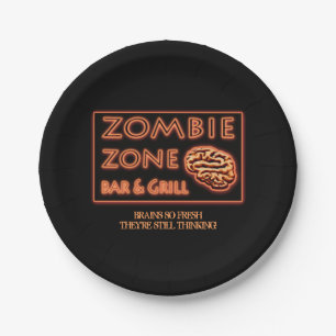 Zombie Zone Brains So Fresh They're Still Thinking Paper Plates