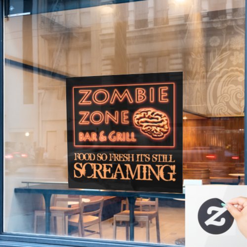 Zombie Zone Fresh Food Screaming Halloween Window Cling