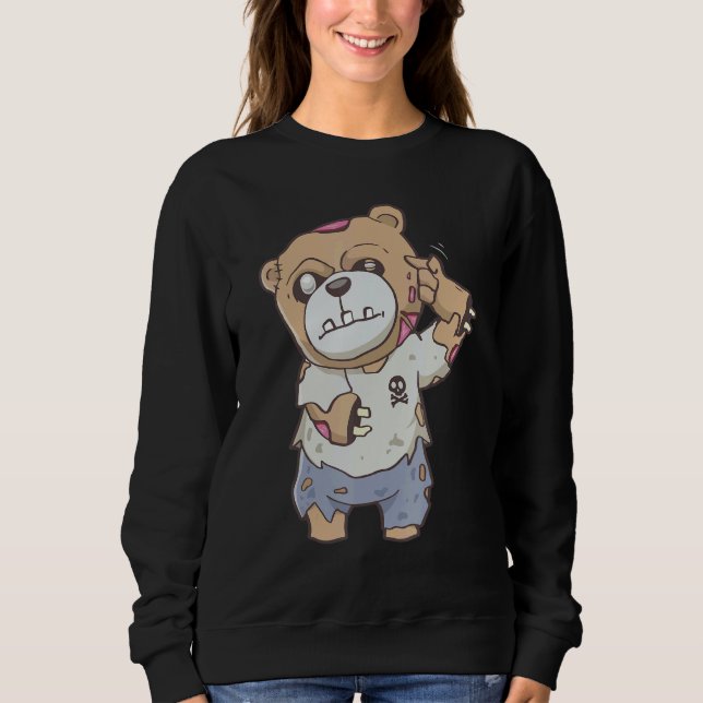 Zombiecore Aesthetic Zombie Bear Pastel Goth Creep Sweatshirt (Front)