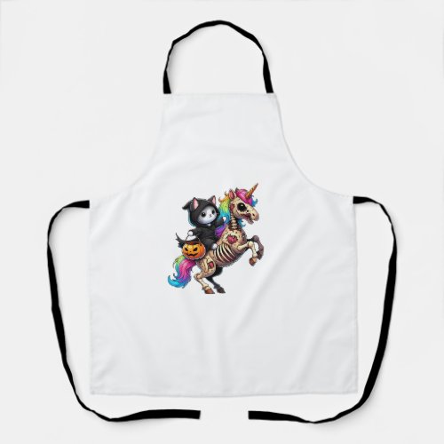 Zombiecorn Cat Halloween Grim Reaper   Apron