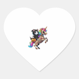 Zombiecorn Cat Halloween Grim Reaper Heart Sticker