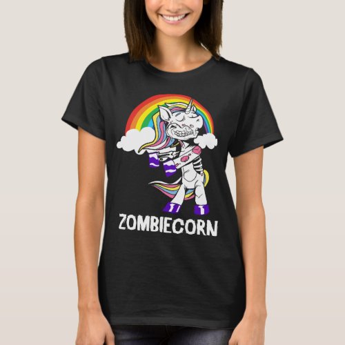 Zombiecorn Dabbing Unicorn Zombie Enthusiast Skele T_Shirt