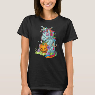 Zombiecorn Zombie Unicorn Halloween Costume Pumpki T-Shirt