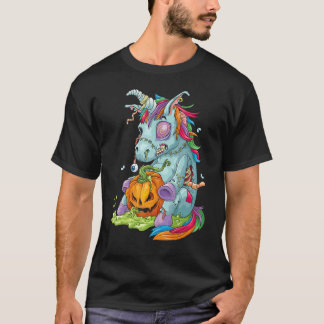 Zombiecorn Zombie Unicorn Halloween Costume Pumpki T-Shirt