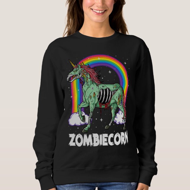 Zombiecorn Zombie Unicorn Halloween Women Girls Ra Sweatshirt (Front)