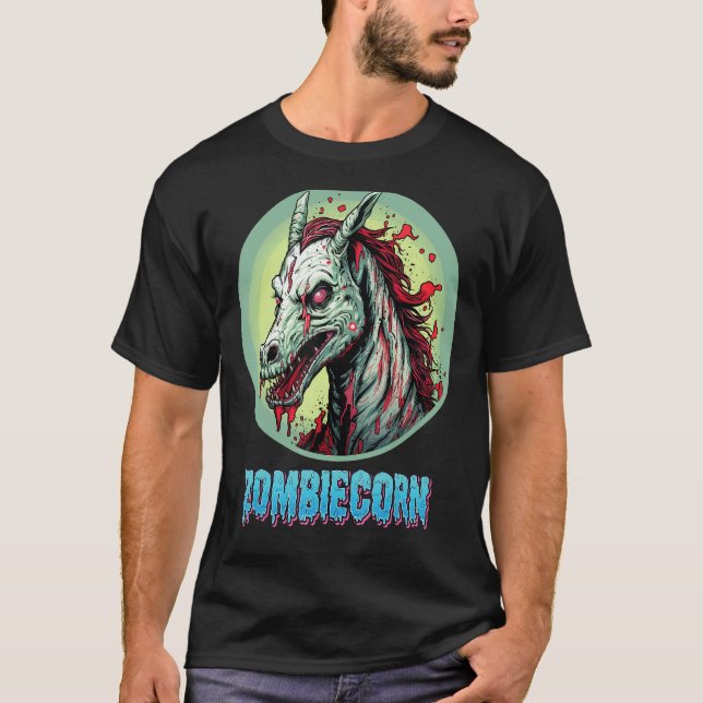 Zombiecorn Zombie Unicorn I Love Brainbows Punk Ha T-Shirt (Front)