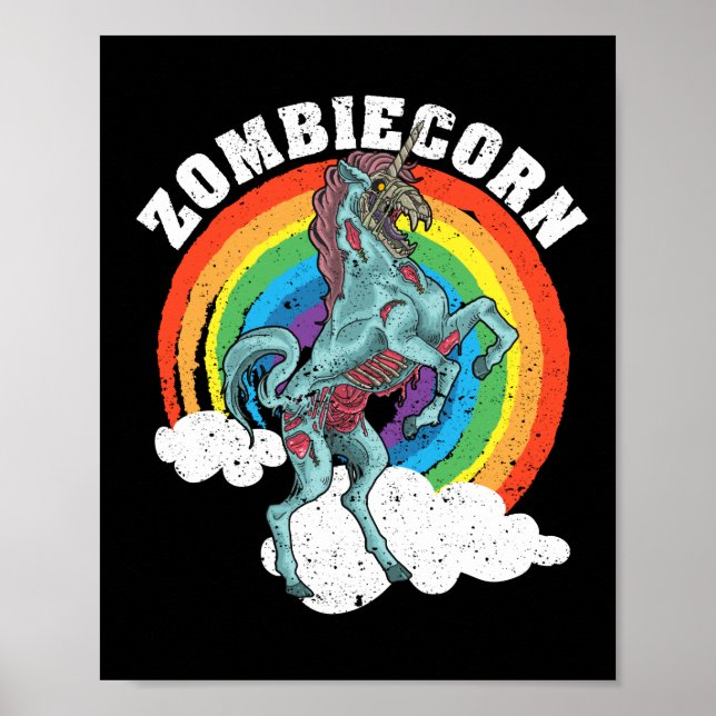 Zombiecorn Zombie Unicorn Lover Halloween Animal Poster (Front)