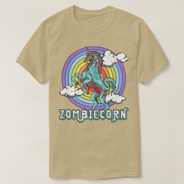 Zombiecorn Zombie Unicorn Rainbow Scary Funny Hall T-Shirt (Design Front)
