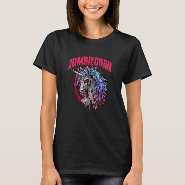 Zombiecorn Zombie Unicorn Scary Halloween Gothic T-Shirt (Front)