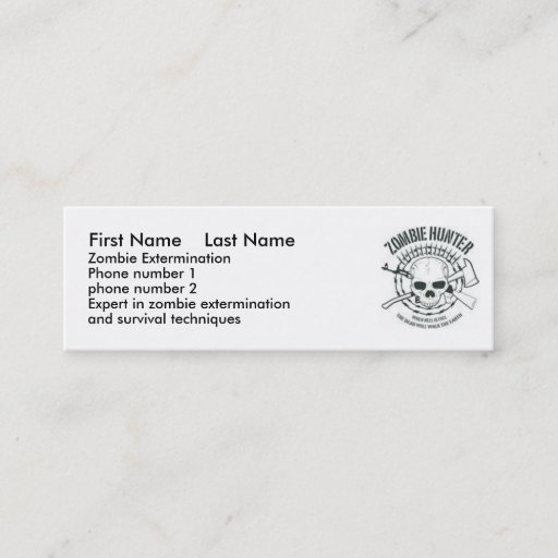 Customizable zombiehunter, First Name Last Name, Zombie E... Business Cards