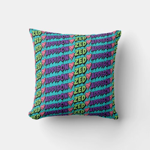 Zombies 2  Zed and Addison Pattern Throw Pillow