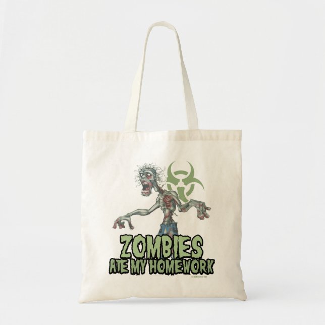 Zombies Ate My Homework Tote Bag (Front)