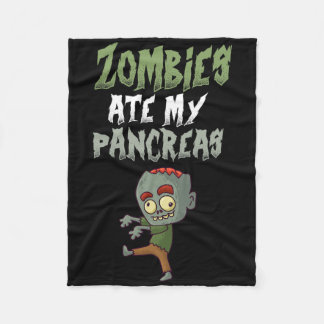 Zombies Ate My Pancreas T1d Type 1 Diabetes Girl K Fleece Blanket
