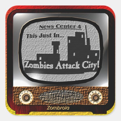 Zombies Attack City Square Sticker