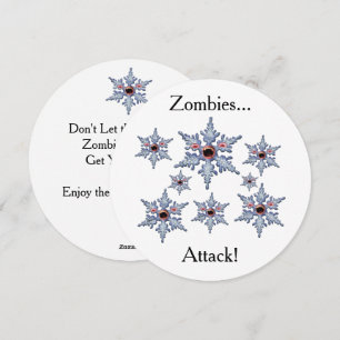 Zombies Attack Snowflakes Winter Christmas Holiday Card