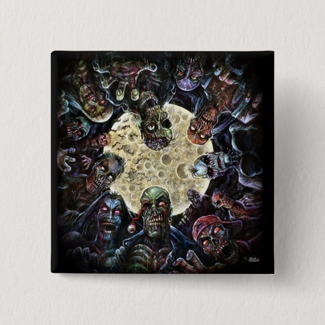 Zombies Attack (Zombie Horde) Pinback Button (Front)