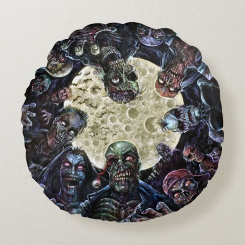 Zombies Attack Zombie Horde Round Pillow