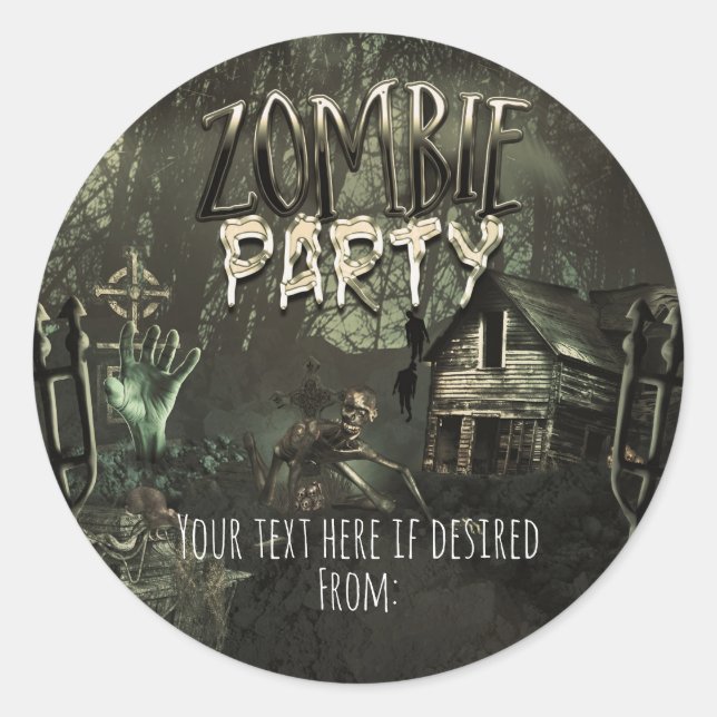 Zombies Birthday Party Fun Favor Classic Round Sticker (Front)