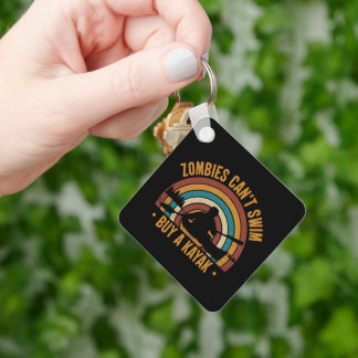Zombies Can't Swim Buy a Kayak Keychain
