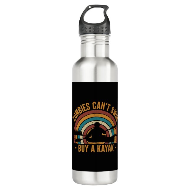 Zombies Can't Swim Buy a Kayak Stainless Steel Water Bottle (Front)
