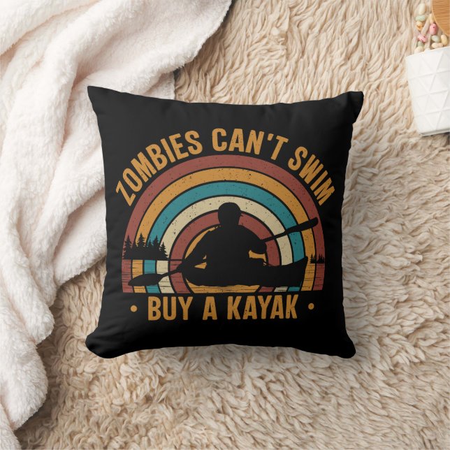 Zombies Can't Swim Buy a Kayak Throw Pillow (Blanket)