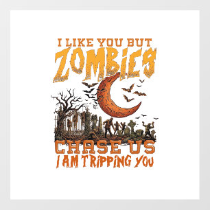 Zombies Chase Us Halloween Graveyard Crescent Moon Floor Decals
