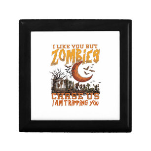 Zombies Chase Us Halloween Graveyard Crescent Moon Gift Box