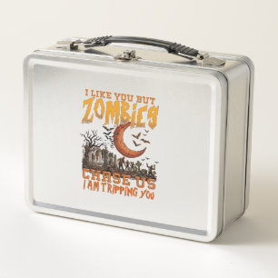 Zombies Chase Us Halloween Graveyard Crescent Moon Metal Lunch Box
