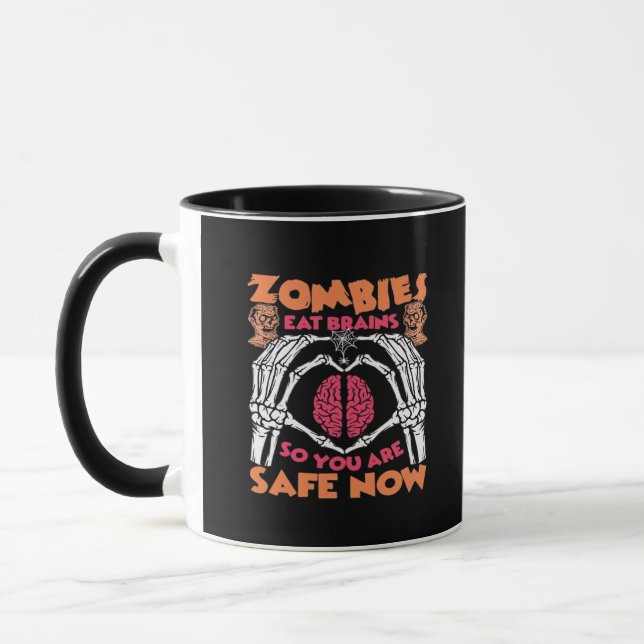 Zombies Eat Brains Classic Minimal Style Mug (Left)