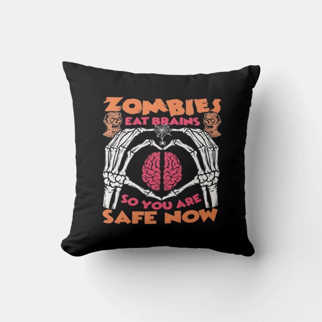 Zombies Eat Brains Classic Minimal Style Throw Pillow (Front)