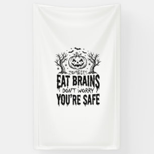 Zombies Eat Brains Funny Halloween Vector Design_1 Banner