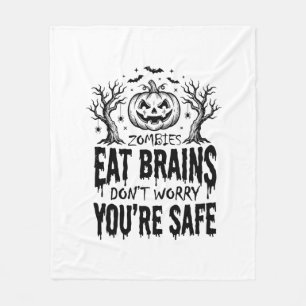 Zombies Eat Brains Funny Halloween Vector Design_1 Fleece Blanket