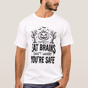 Zombies Eat Brains Funny Halloween Vector Design_1 T-Shirt