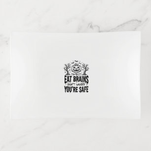 Zombies Eat Brains Funny Halloween Vector Design_1 Trinket Tray