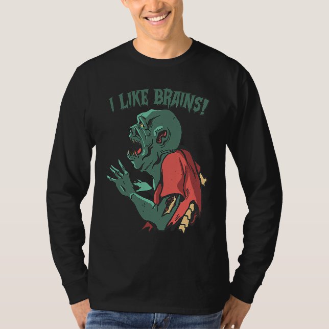 Zombies Eat Brains Halloween Boys Kids Zombie T-Shirt (Front)