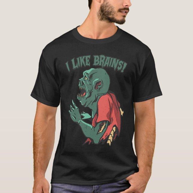 Zombies Eat Brains Halloween Boys Kids Zombie T-Shirt (Front)
