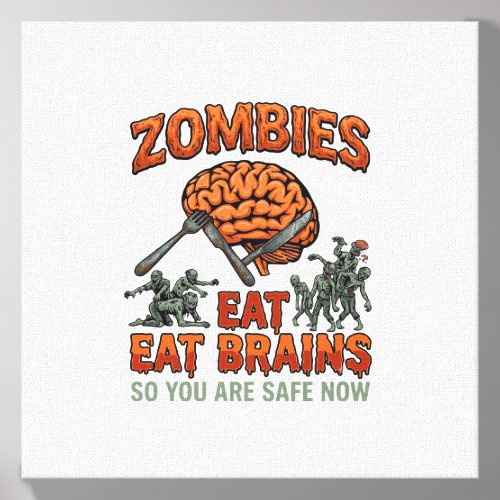 Zombies Eat Brains Halloween Brain Fork Knife_1 Canvas Photo Tile
