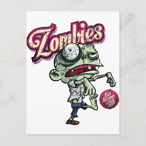 Zombies eat Brains Postcard