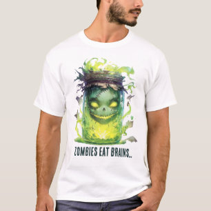 Zombies eat brains. Spooky Halloween Jar with Glow T-Shirt