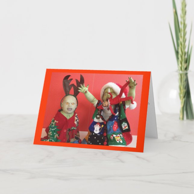 Zombies eat elf - Holiday Card (Front)