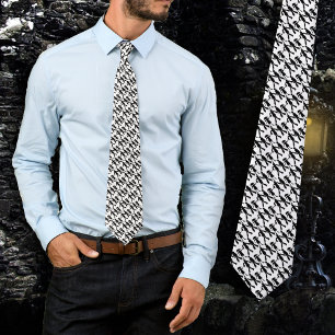 Zombies Halloween Black and White Pattern Tie