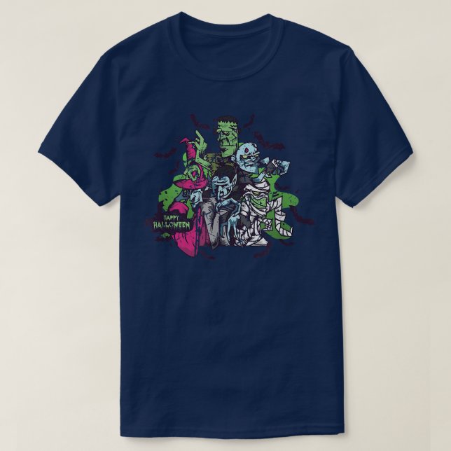 Zombies Happy Halloween Spooky Scary Zombie Men Wo T-Shirt (Design Front)
